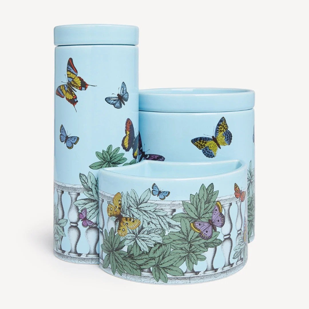 Nel Mentre Scented Candle Trio Set - Giardino Segreto by Fornasetti for Unisex - 3 Pc 35.98oz Large Scented Candle, 28.21oz Tall Scented Candle, 18.7oz Vase Scented Candle