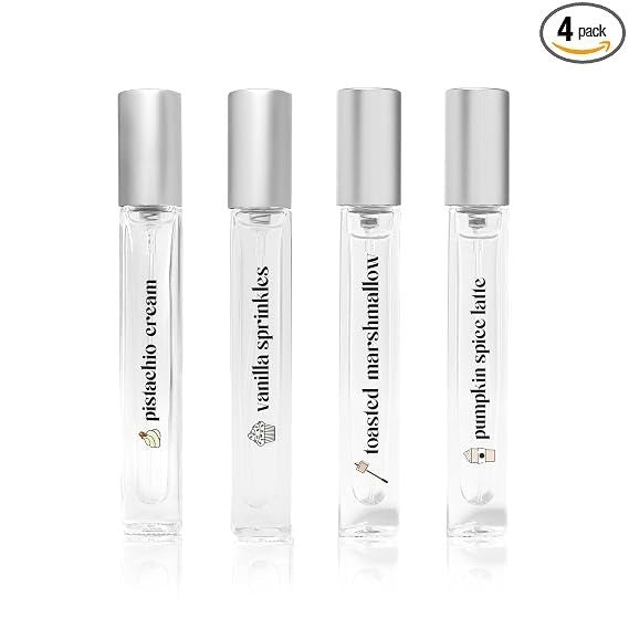 Gourmand Kit by Just Juice for Unisex - 4 Pc Kit 9.7ml Pistachio Cream EDP Spray, 9.7ml Vanilla Sprinkles EDP Spray, 9.7ml Toasted Marshmallow EDP Spray, 9.7ml Pumpkin Spice Latte EDP Spray