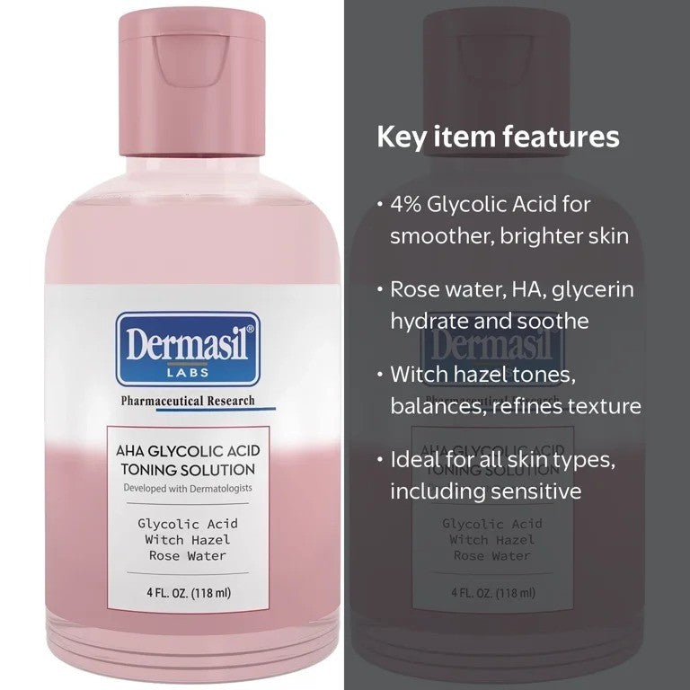 Glycolic Acid Toning Solution by Dermasil for Unisex - 4 oz Tonic