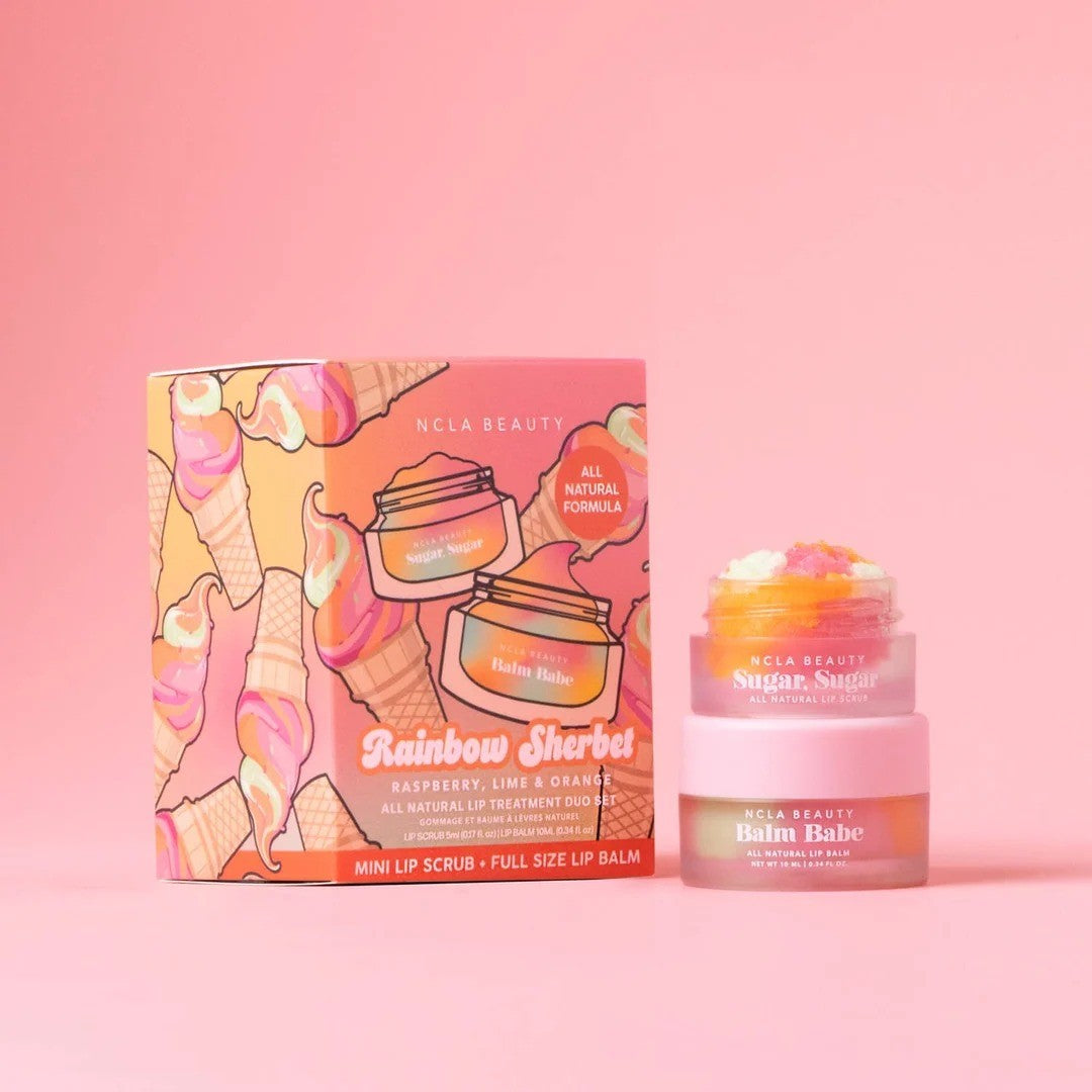 Lip Care Set - Rainbow Sherbert by NCLA for Women - 2 Pc 0.17oz Lip Scrub, 0.34oz Lip Balm