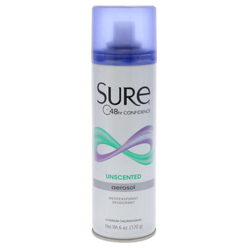 Aerosol Anti-Perspirant and Deodorant - Unscented by Sure for Unisex - 6 oz Deodorant Spray - Pack of 4