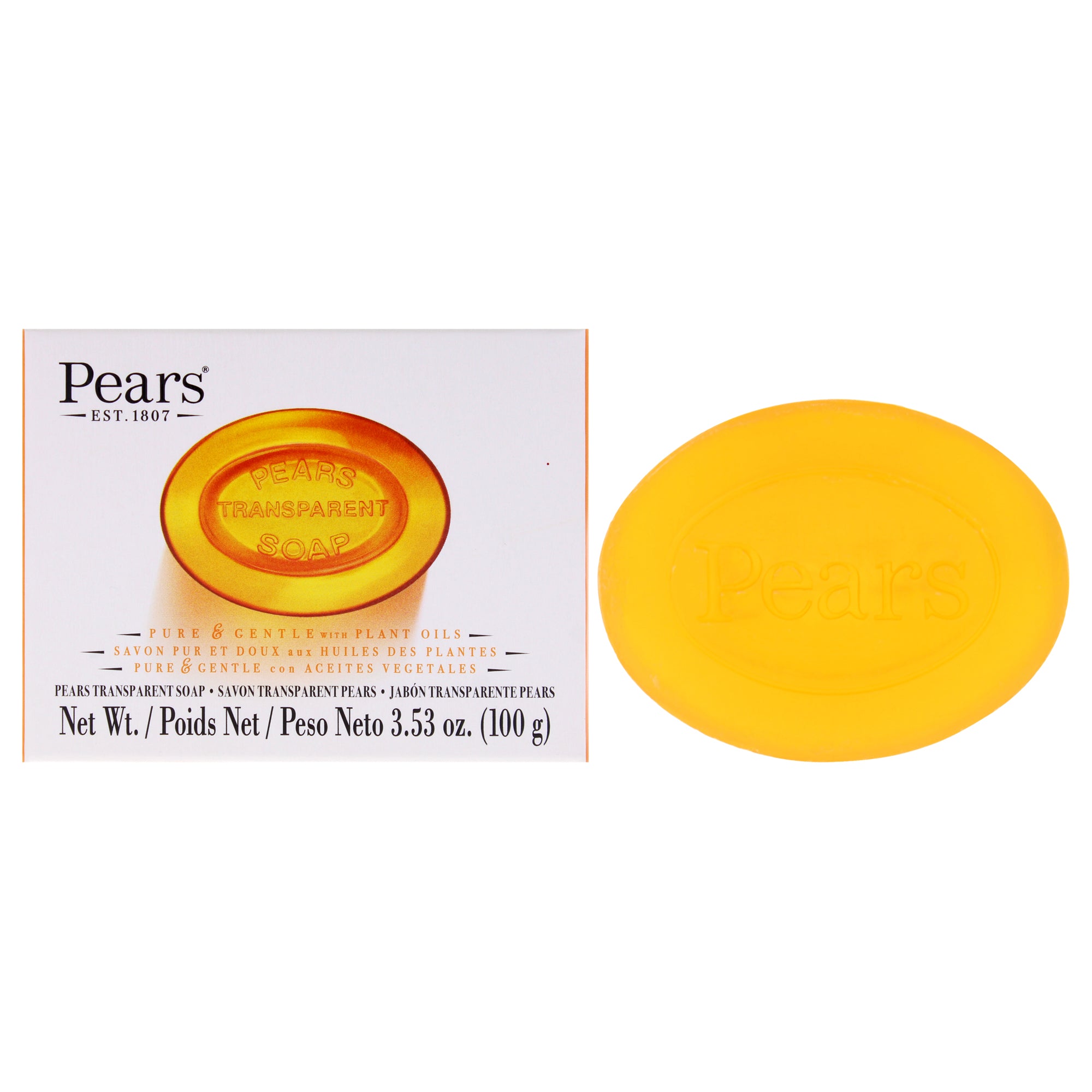 Pure and Gentle with Glycerin and Naturals Oils - Amber by Pears for Unisex - 3.5 oz Bar Soap