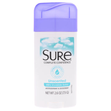 Invisible Solid Anti-Perspirant and Deodorant - Unscented by Sure for Unisex - 2.6 oz Deodorant Stick
