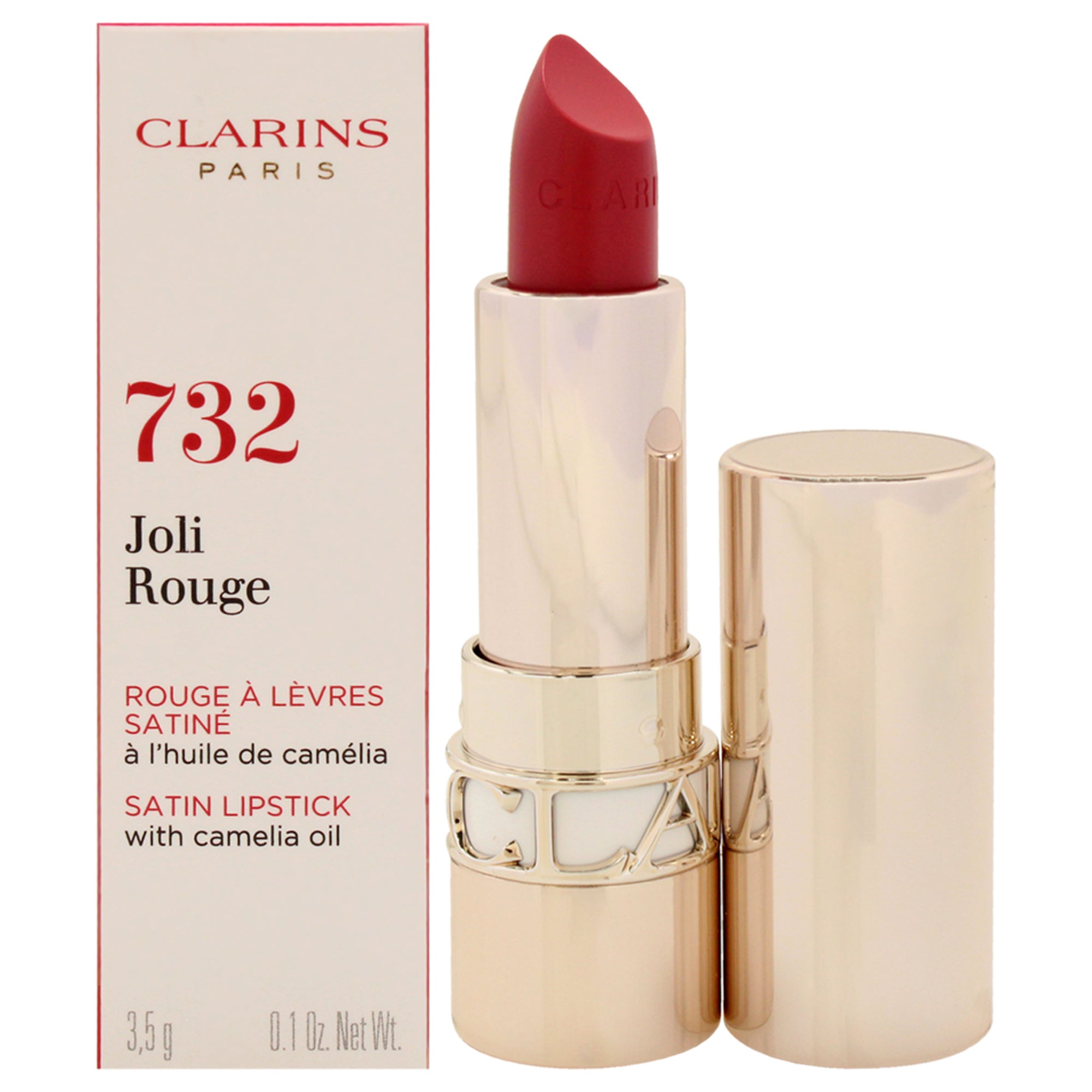 Joli Rouge Satin Lipstick - 732 Grenadine by Clarins for Women - 0.1 oz Lipstick (Refillable)