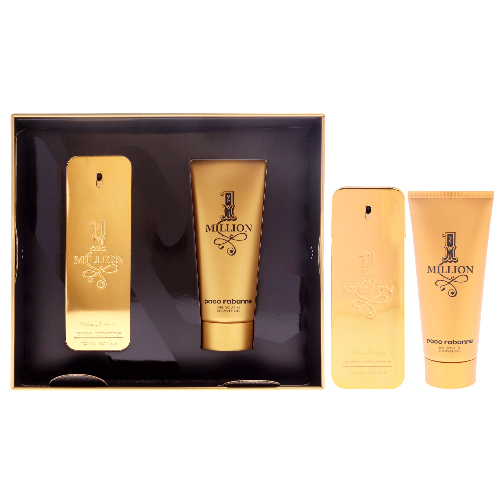 1 Million by Paco Rabanne for Men - 2 Pc Gift Set 3.4oz EDT Spray, 3.4oz Shower Gel