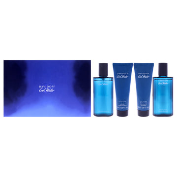Cool Water by Davidoff for Men - 4 Pc Gift Set 2.5oz EDT Spray, 2.5oz After Shave Balm, 2.5oz Shower Gel, 2.5oz After Shave