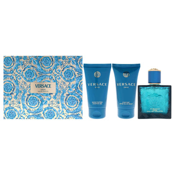 Versace Eros by Versace for Men - 3 Pc Gift Set 1.7 oz EDT Spray, 1.7 oz Comfort After Shave Balm, 1.7 oz Invigorating Shower Gel