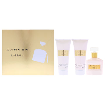 LAbsolu by Carven for Women - 3 Pc Gift Set 3.33oz EDP Spray, 3.33oz Perfumed Body Milk, 3.33oz Perfumed Bath and Shower Gel