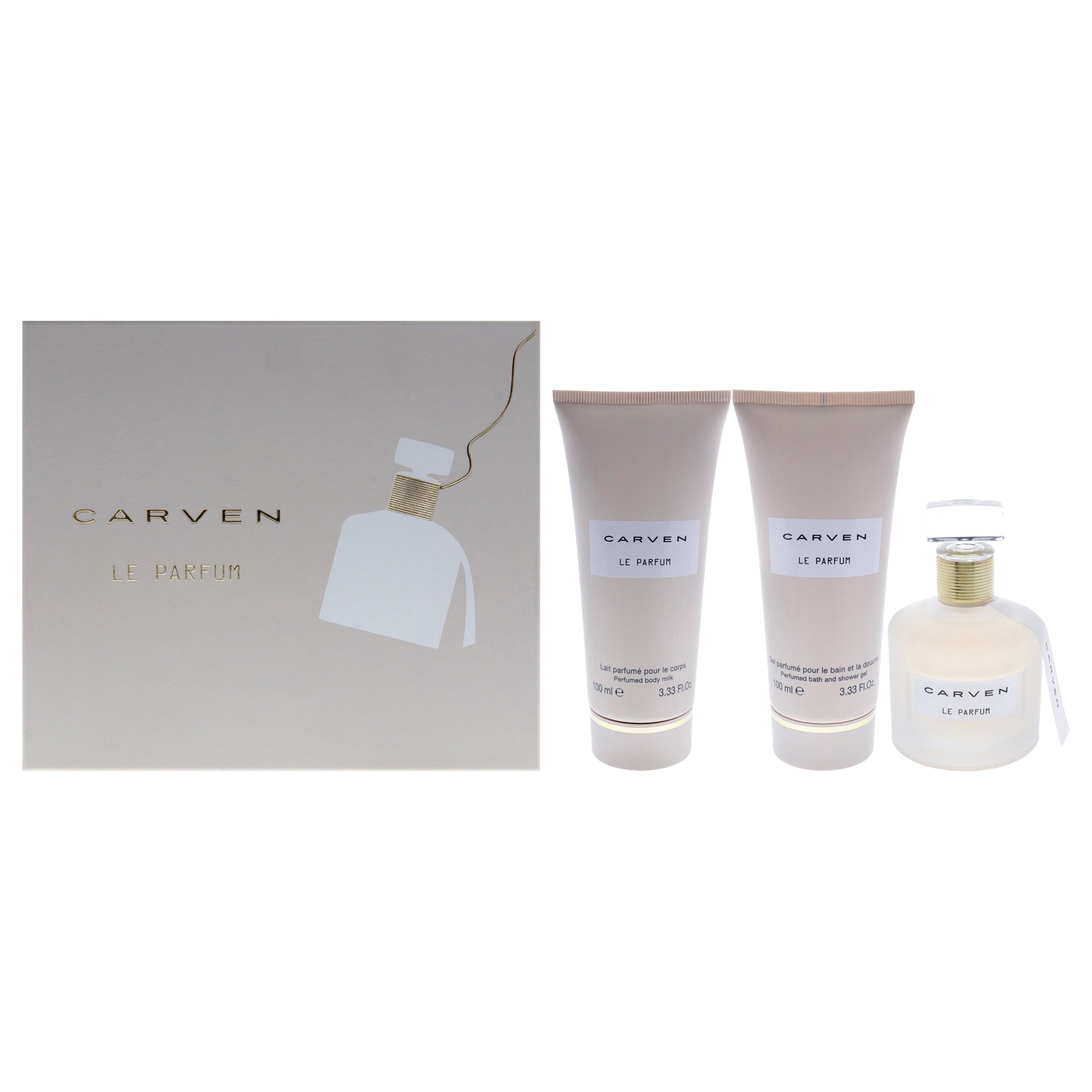 Le Parfum by Carven for Women - 3 Pc Gift Set 3.33oz EDP Spray, 3.33oz Perfumed Body Milk, 3.33oz Shower Gel