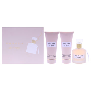 Le Parfum by Carven for Women - 3 Pc Gift Set 3.33oz EDP Spray, 3.33oz Perfumed Body Milk, 3.33oz Shower Gel