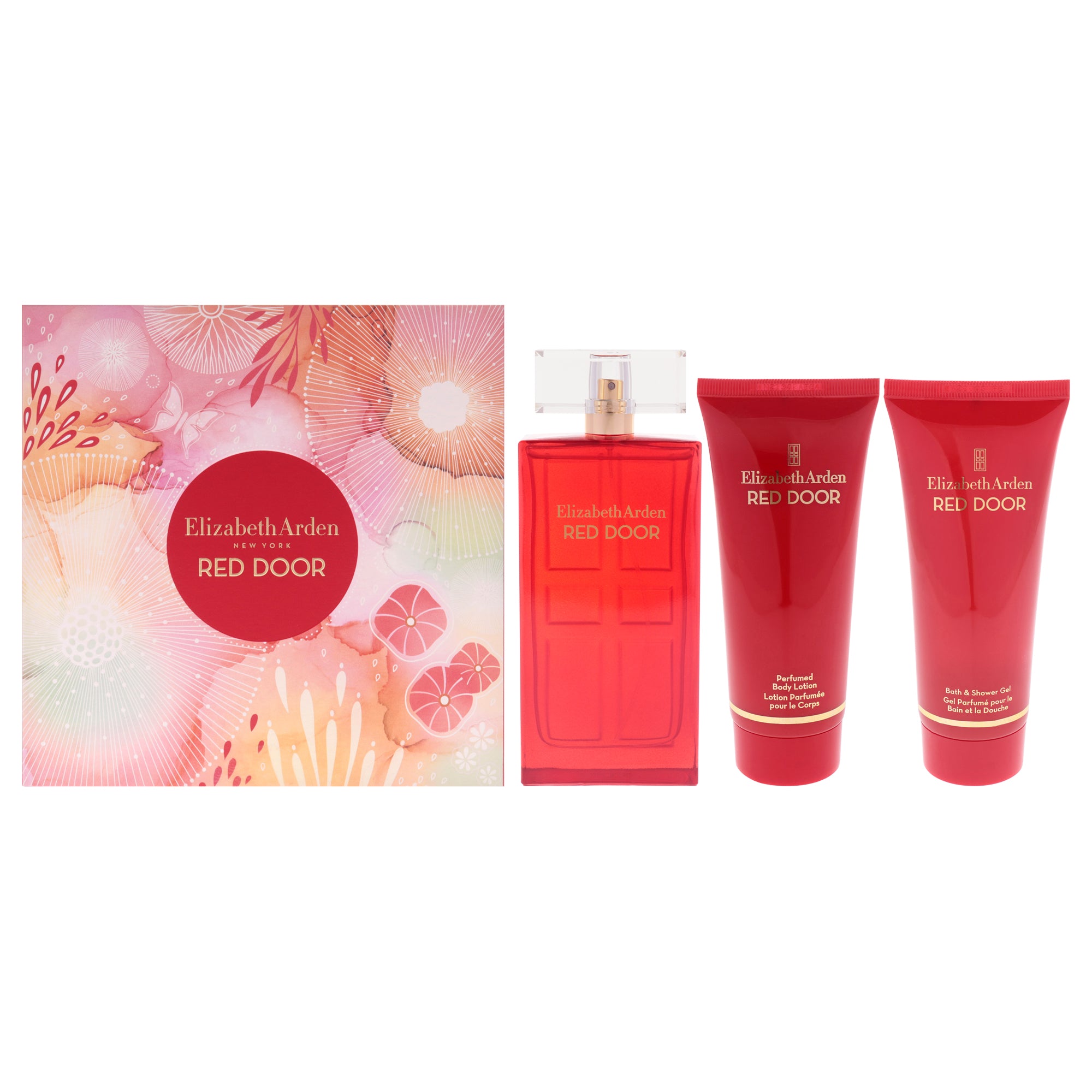 Red Door by Elizabeth Arden for Women - 3 Pc Gift Set 3.3oz EDT Spray, 3.3oz Body Lotion, 3.3oz Bath and Shower Gel