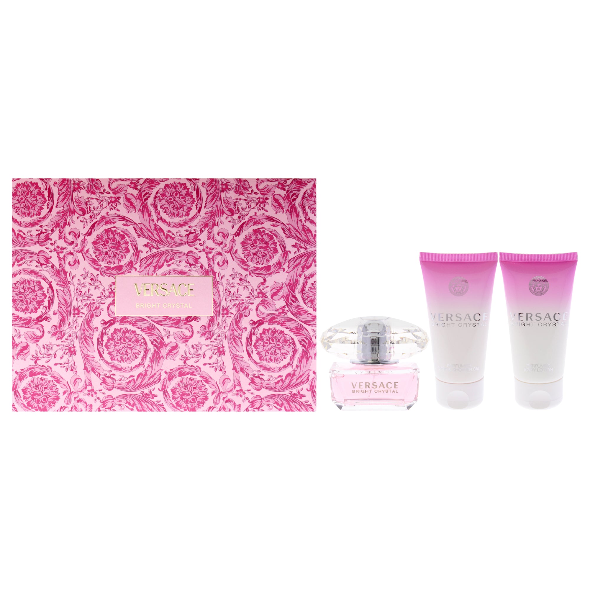 Versace Bright Crystal by Versace for Women - 3 Pc Gift Set 1.7oz EDT Spray, 1.7oz Perfumed Bath and Shower Gel, 1.7oz Perfumed Body Lotion