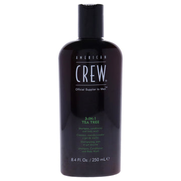 3-In-1 Tea Tree Shampoo, Conditioner and Body Wash by American Crew for Men - 8.4 oz Shampoo, Conditioner and Body Wash