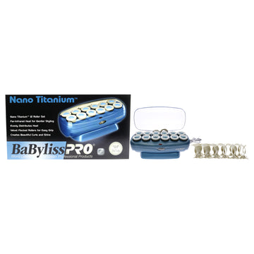 Nano Titanium Professional 12 Roller Set - BABNTCHV15 - Blue by BaBylissPRO for Unisex - 36 Pc 12 Jumbo Rollers, 12 Butterfly Clips, 12 Metal Clips