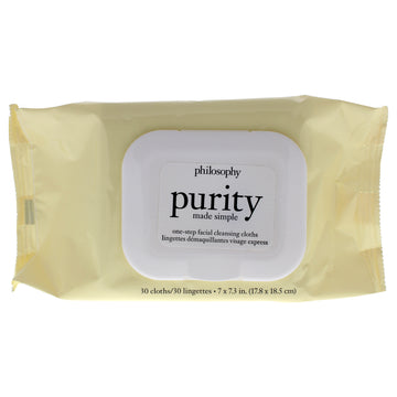 Purity Made Simple One Step Facial Cleansing Cloths by Philosophy for Unisex - 30 Count Wipes