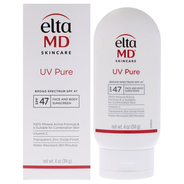 UV Pure Face and Body Physical Sunscreen SPF 47 by EltaMD for Unisex - 4 oz Sunscreen