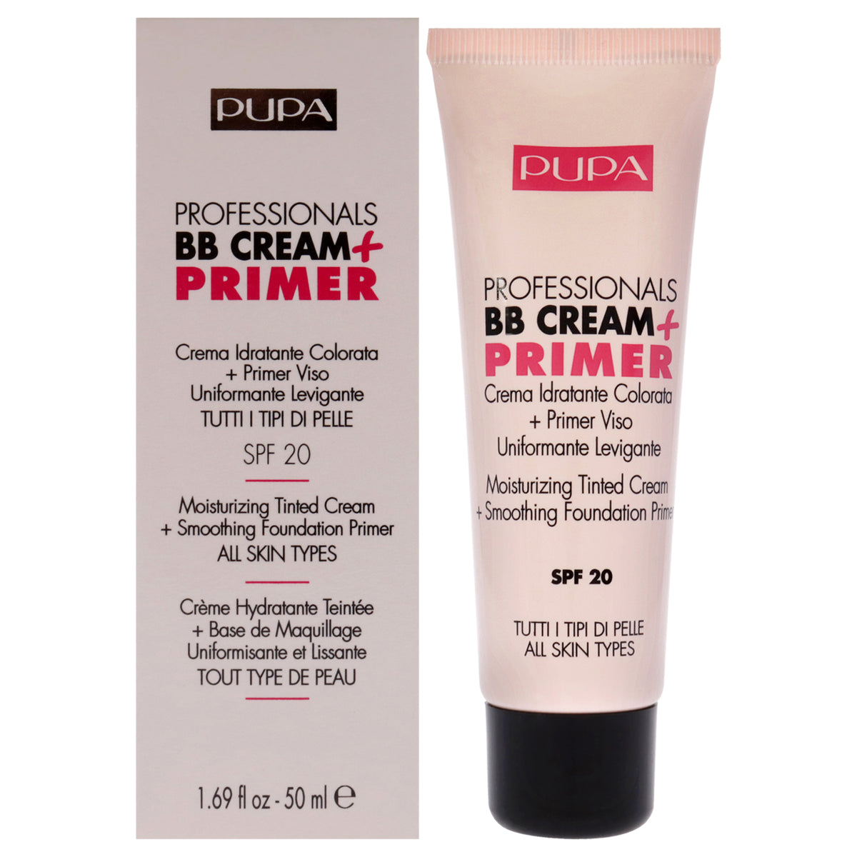 Professionals BB Cream Plus Primer SPF 20 - 001 Nude - All Skin Types by Pupa Milano for Women - 1.69 oz Makeup