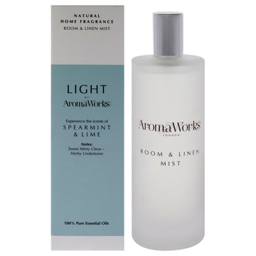 Light Room and Linen Mist - Spearmint and Lime by Aromaworks for Unisex - 3.38 oz Room Spray