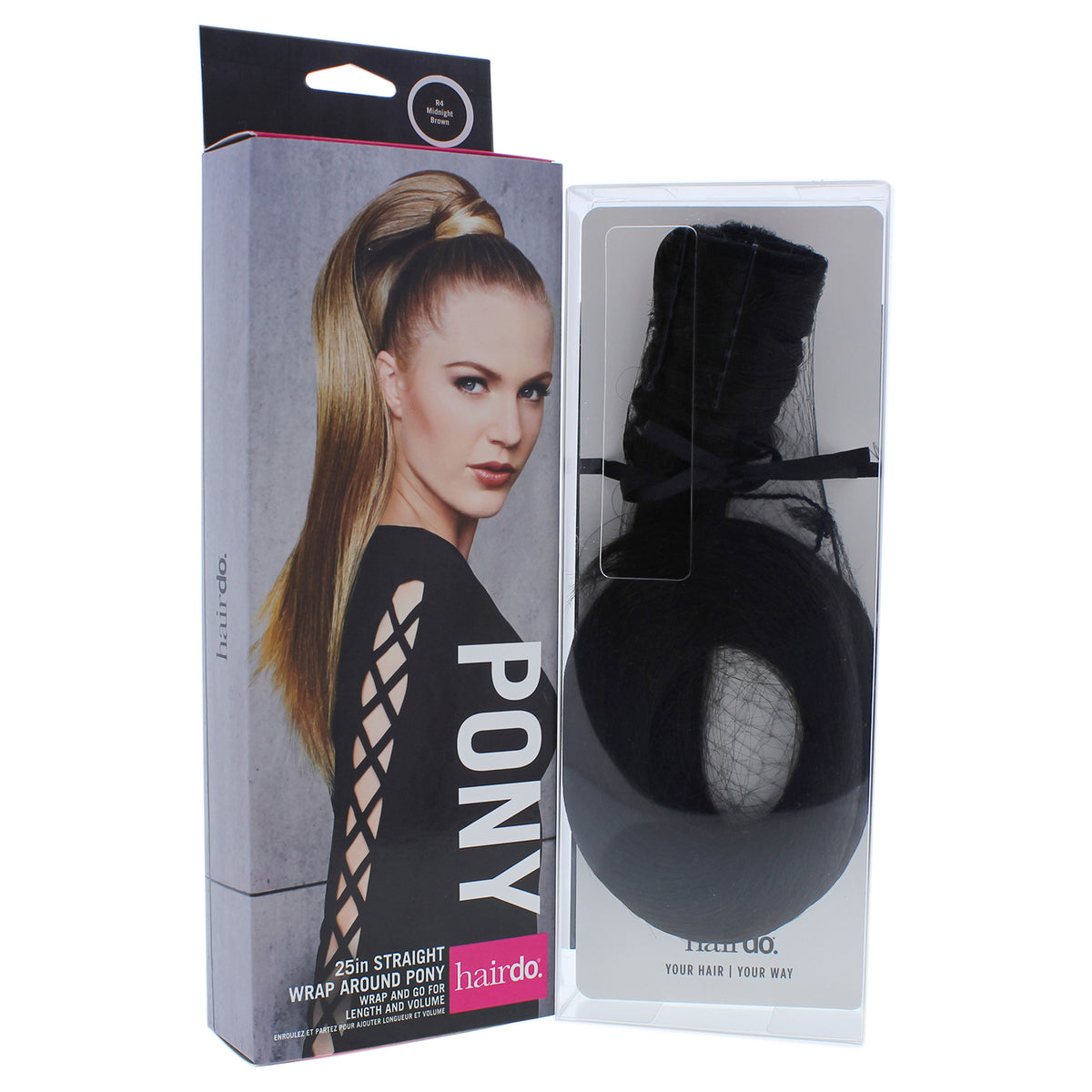 Straight Wrap Around Pony - R4 Midnight Brown by Hairdo for Women - 25 Inch Hair Extension