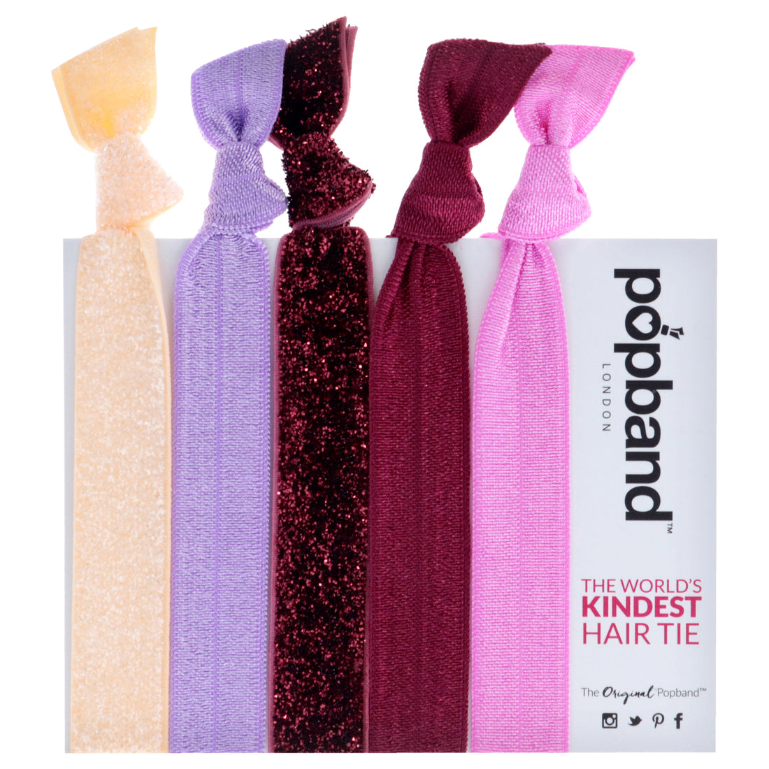Hair Tie - Winter Berry by Popband for Women - 5 Pc Hair Bands