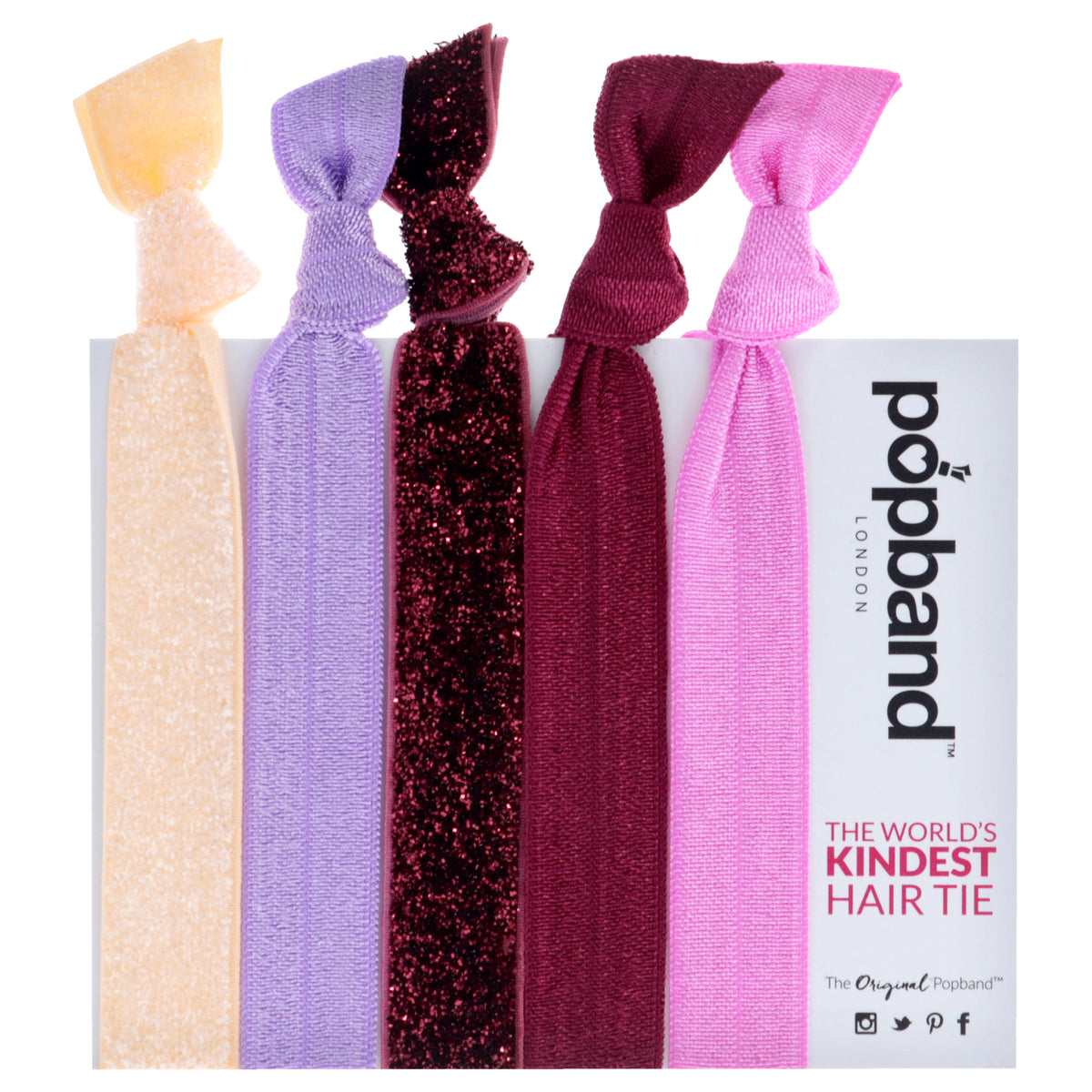 Hair Tie - Winter Berry by Popband for Women - 5 Pc Hair Bands