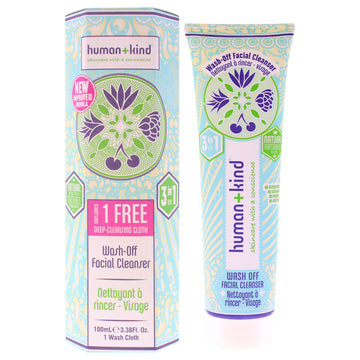 Wash-Off Facial Cleanser by Human+Kind for Unisex - 3.38 oz Cleanser