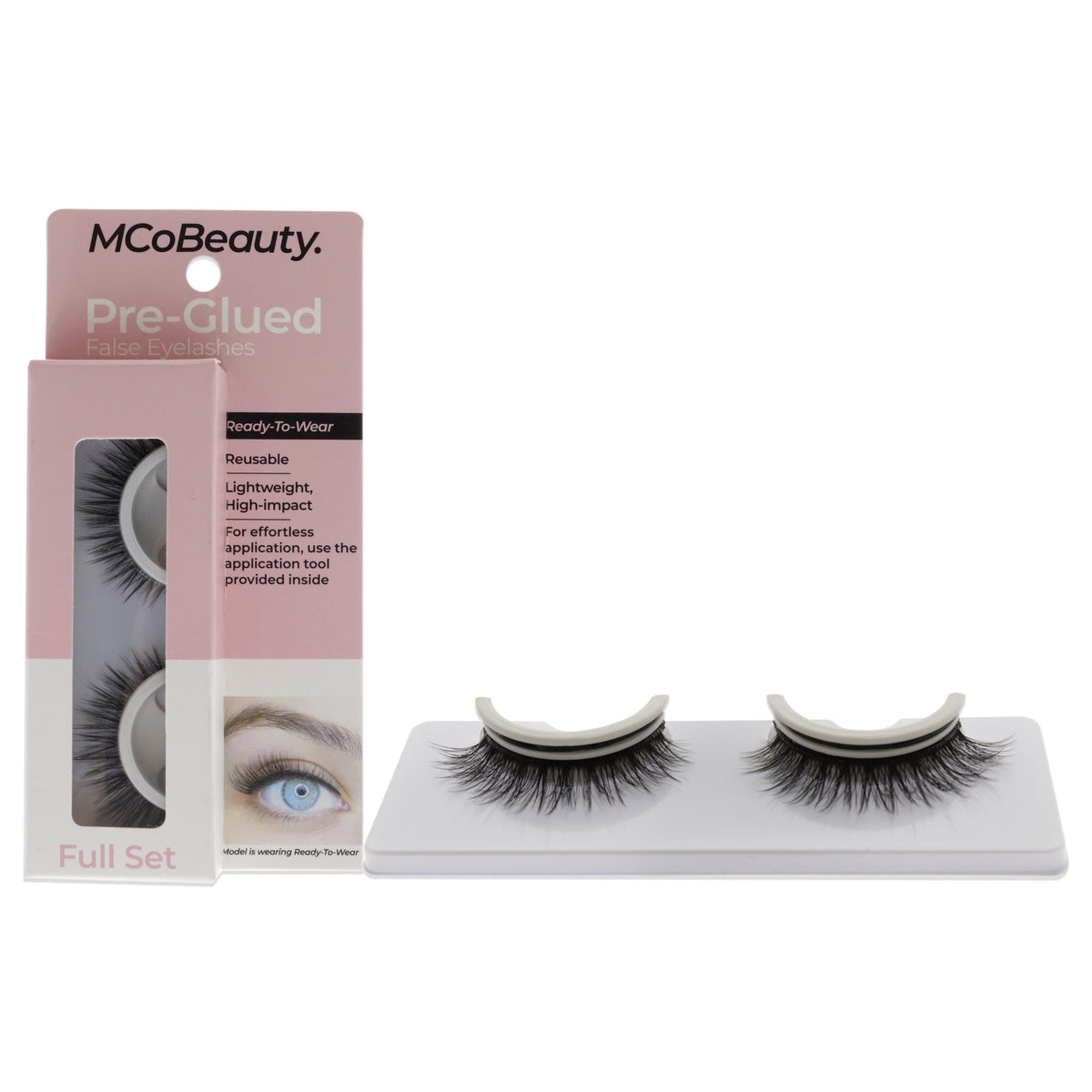 Pre-Glued False Eyelashes - Ready-To Wear by MCoBeauty for Women - 1 Pair Eyelashes