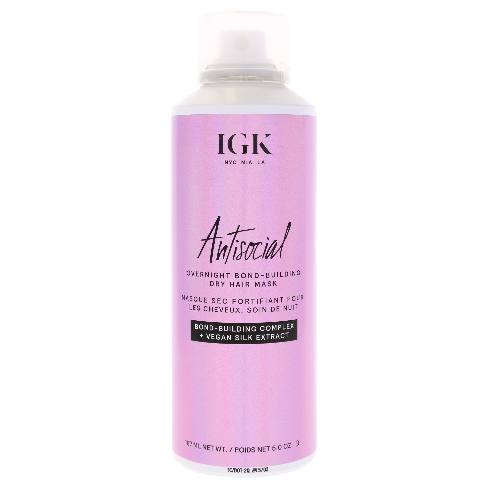 Antisocial Overnight Bond Building Dry Hair Mask by IGK for Unisex - 5 oz Mask