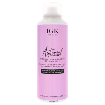 Antisocial Overnight Bond Building Dry Hair Mask by IGK for Unisex - 5 oz Mask
