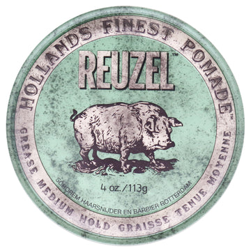 Green Grease Medium Hold Pomade by Reuzel for Men - 3.38 oz Pomade