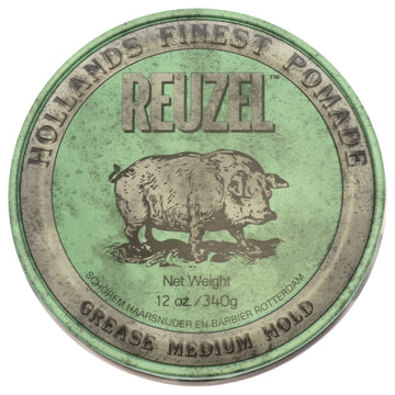 Green Grease Medium Hold Pomade by Reuzel for Men - 12 oz Pomade