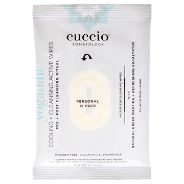 Yogahh Cooling Plus Cleansing Wipes by Cuccio Somatology for Women - 12 Count Wipes