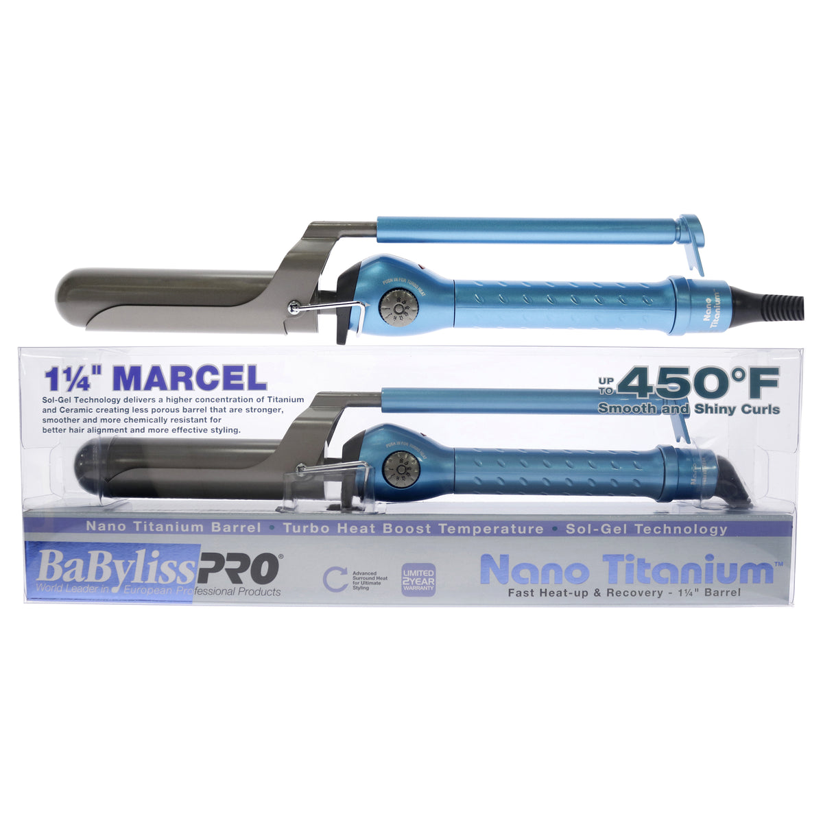 Nano Titanium Marcel Curling Iron - BNT125M - Blue-Grey by BaBylissPRO for Unisex - 1.25 Inch Curling Iron