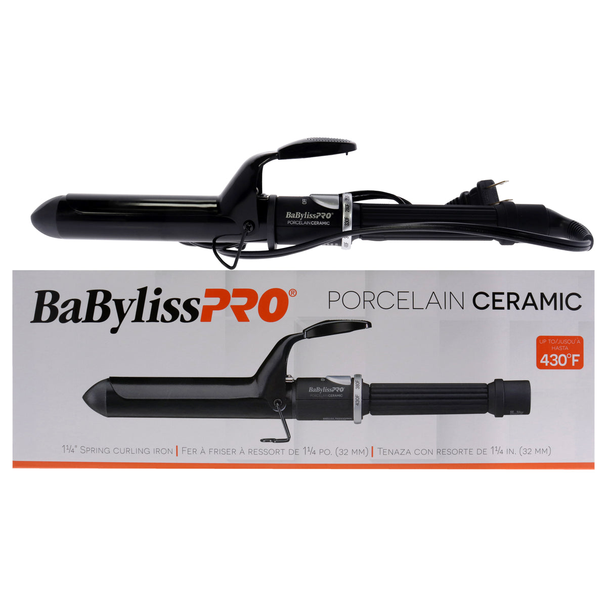 Porcelain Ceramic Spring Curling Iron - BP125SUC - Black by BaBylissPRO for Unisex - 1.25 Inch Curling Iron