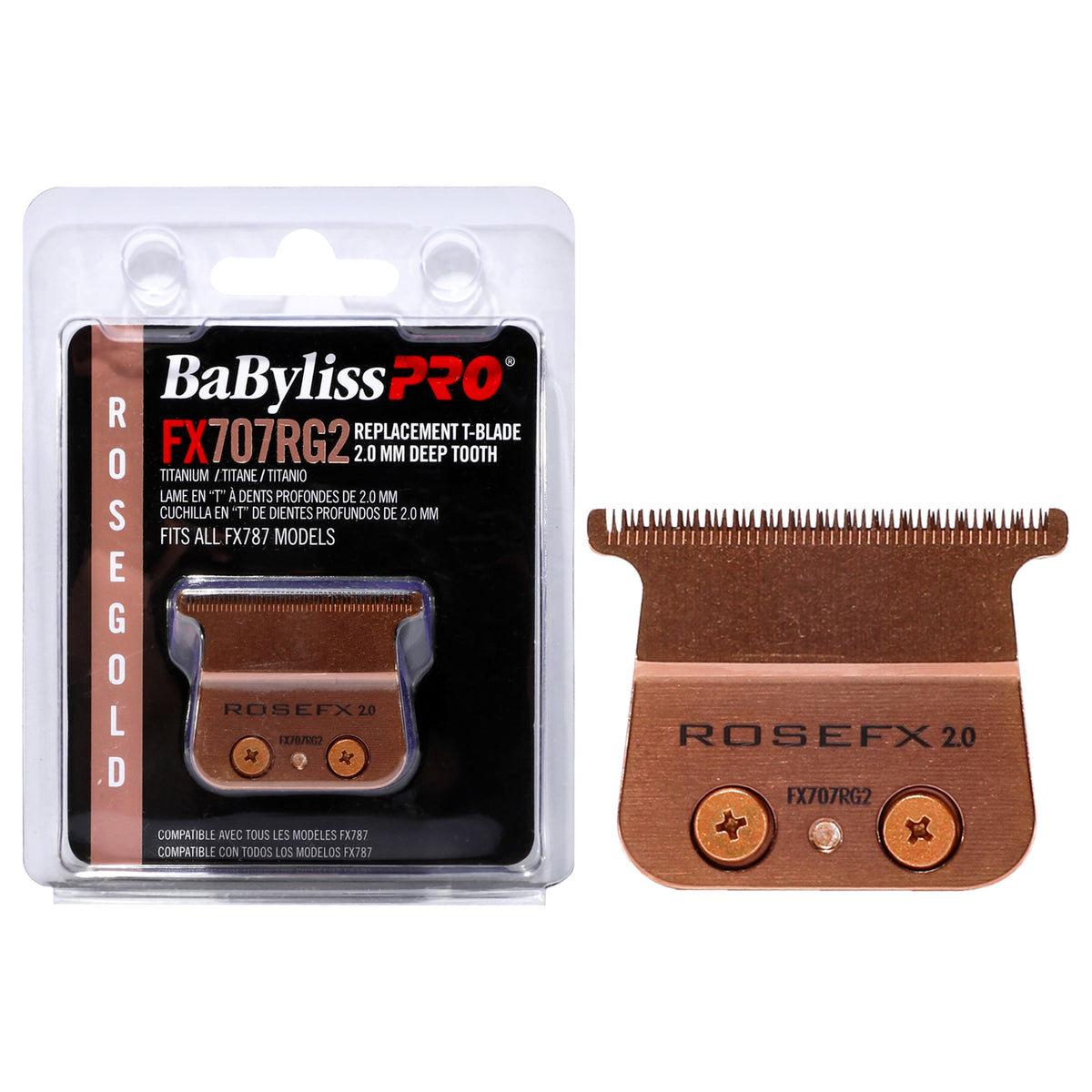 Replacement T-Blade Deep Tooth - FX707RG2 Rose Gold by BaBylissPRO for Men - 1 Pc Blade