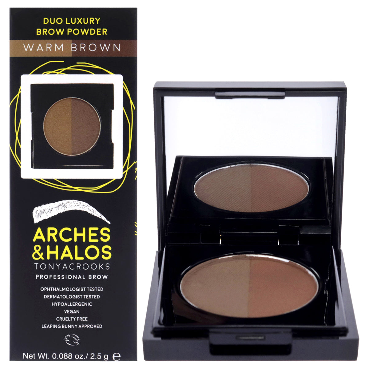 Duo Luxury Brow Powder - Warm Brown by Arches and Halos for Women - 0.088 oz Eyebrow
