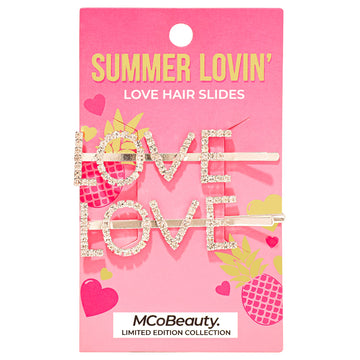 Summer Lovin Love Hair Slides by MCoBeauty for Women - 2 Pc Hair Clips (Limited Edition)
