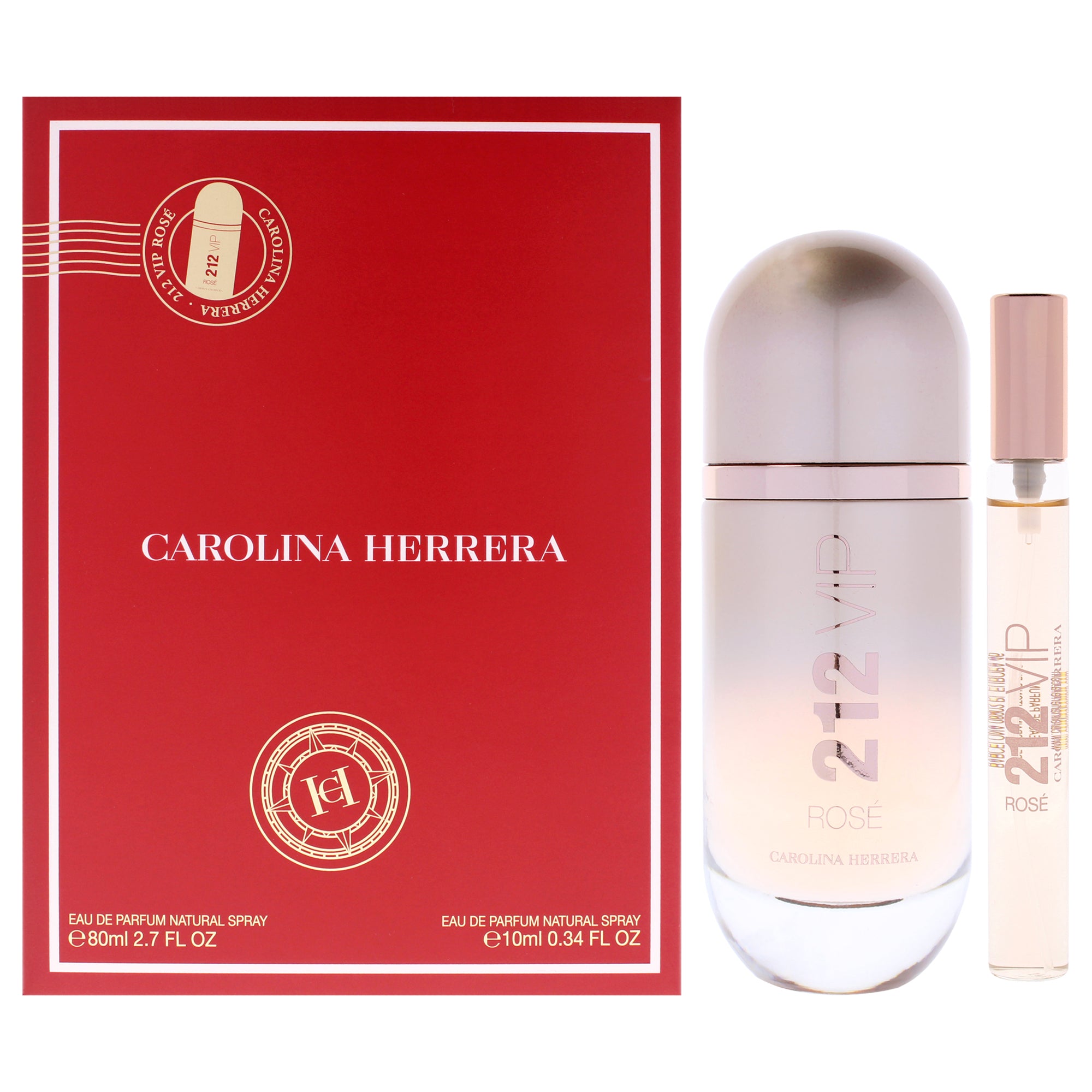 212 VIP Rose by Carolina Herrera for Women - 2 Pc Gift Set 2.7oz EDP Spray, 0.34oz EDP Spray