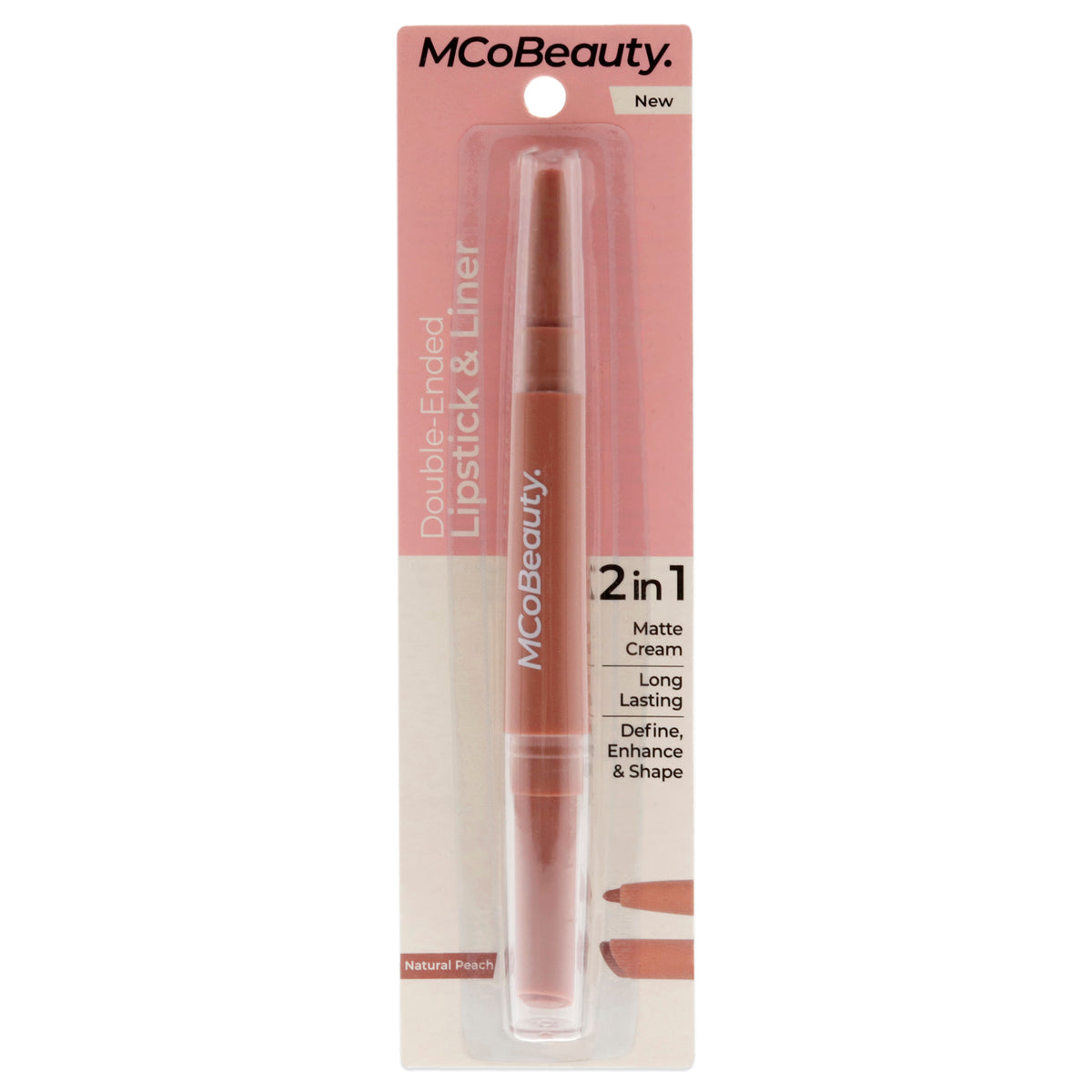 Double-Ended Lipstick and Liner - Natural Peach by MCoBeauty for Women - 0.115 oz Lipstick
