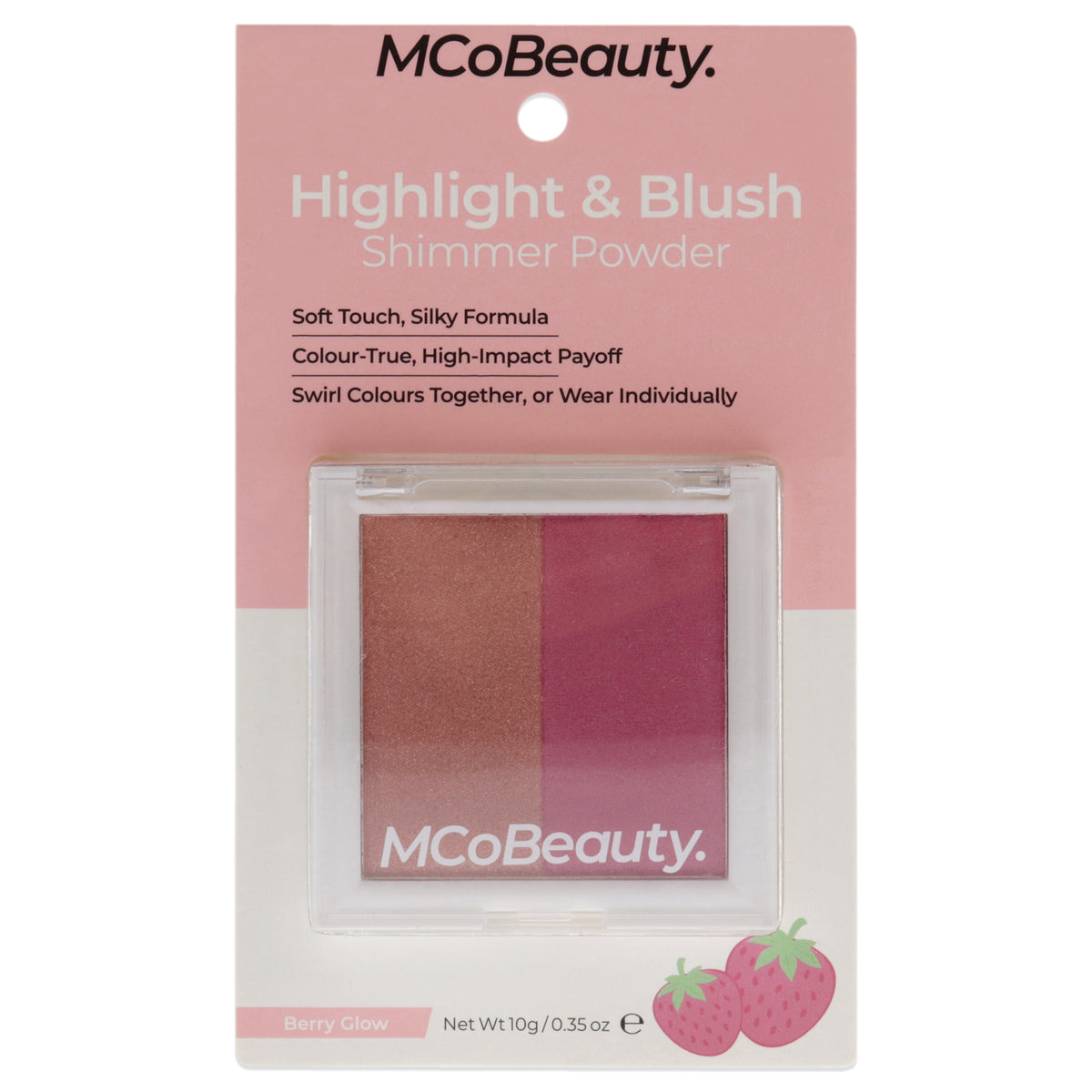 Highlight and Blush Shimmer Powder - Berry Glow by MCoBeauty for Women - 0.35 oz Makeup