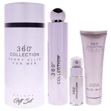 360 Deluxe by Perry Ellis for Men - 3 Pc Gift Set 3.4 oz EDT Spray, 0.25 oz EDT Spray (Mini), 3oz Shower Gel
