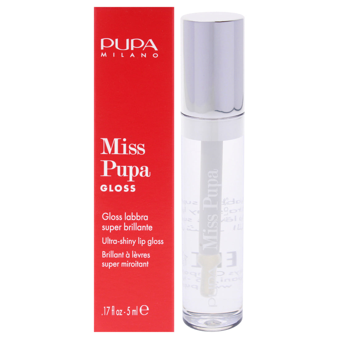 Miss Pupa Gloss Ultra-Shine Lip Gloss - 100 Crystal Glass by Pupa Milano for Women - 0.17 oz Lip Gloss