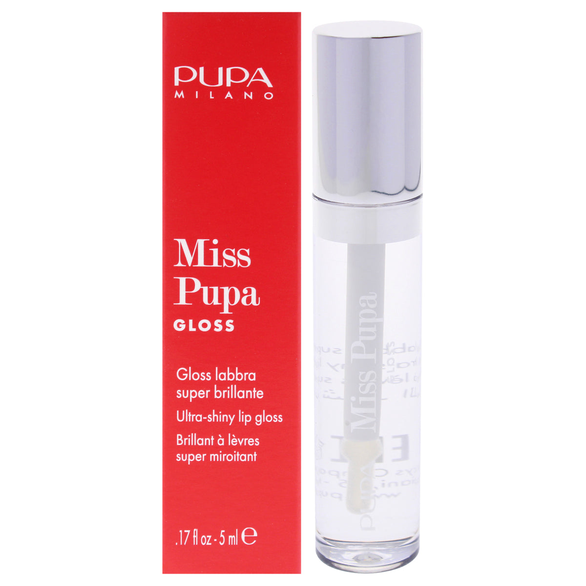 Miss Pupa Gloss Ultra-Shine Lip Gloss - 100 Crystal Glass by Pupa Milano for Women - 0.17 oz Lip Gloss