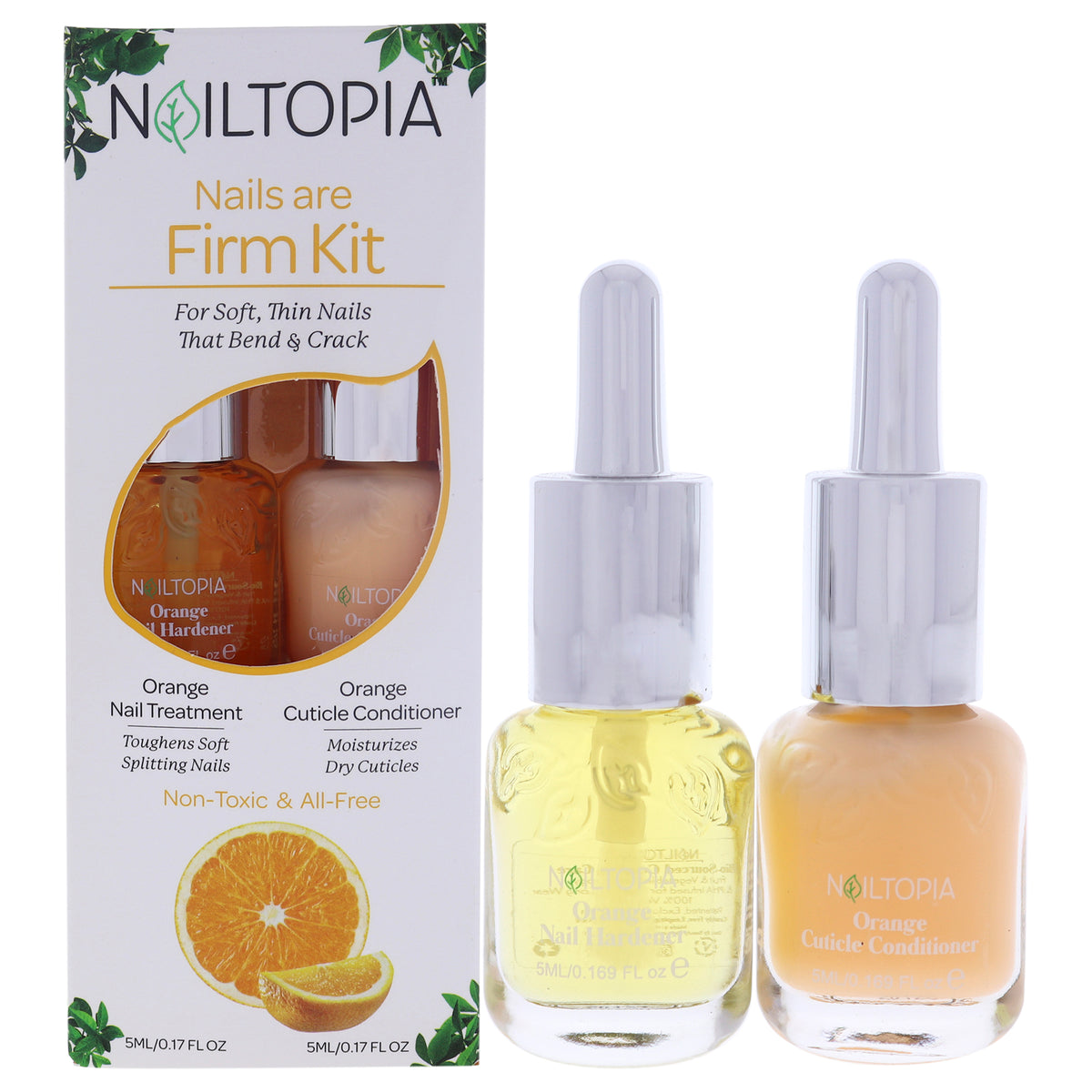 Nails are Firm Kit by Nailtopia for Women - 2 Pc Kit 0.17oz Orange Nail Treatment, 0.17oz Orange Cuticle Conditioner
