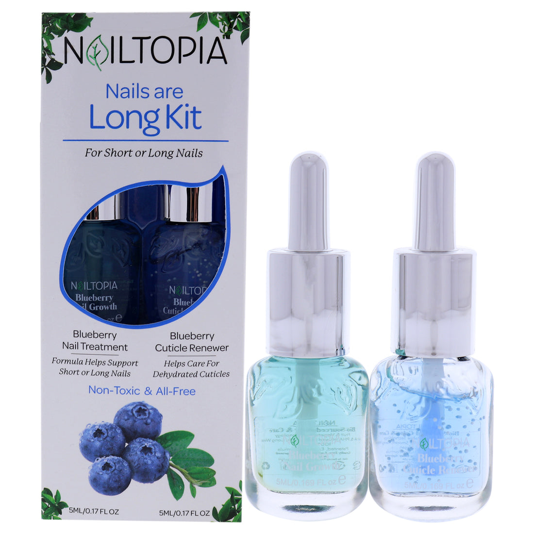 Nails are Long Kit by Nailtopia for Women - 2 Pc Kit 0.17oz Nail Treatment Blueberry, 0.17oz Cuticle Renewer Blueberry