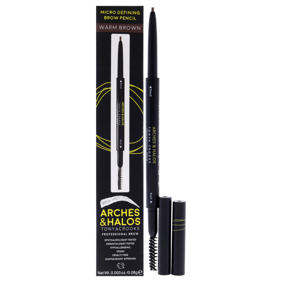 Micro Defining Brow Pencil - Warm Brown by Arches and Halos for Women - 0.003 oz Eyebrow Pencil