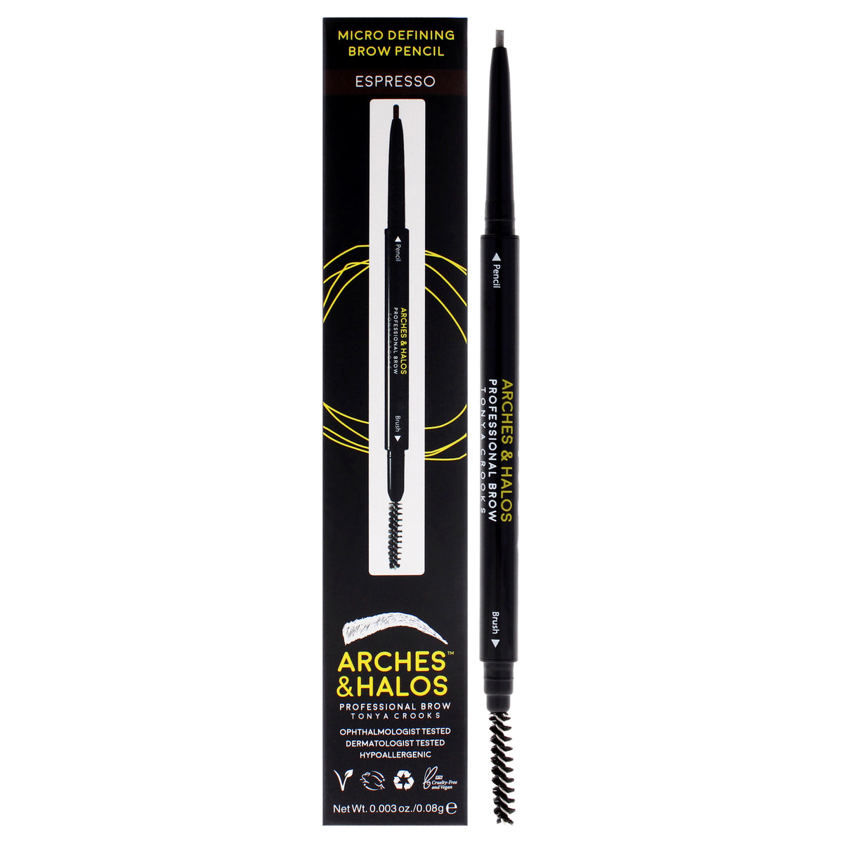 Micro Defining Brow Pencil - Espresso by Arches and Halos for Women - 0.003 oz Eyebrow Pencil