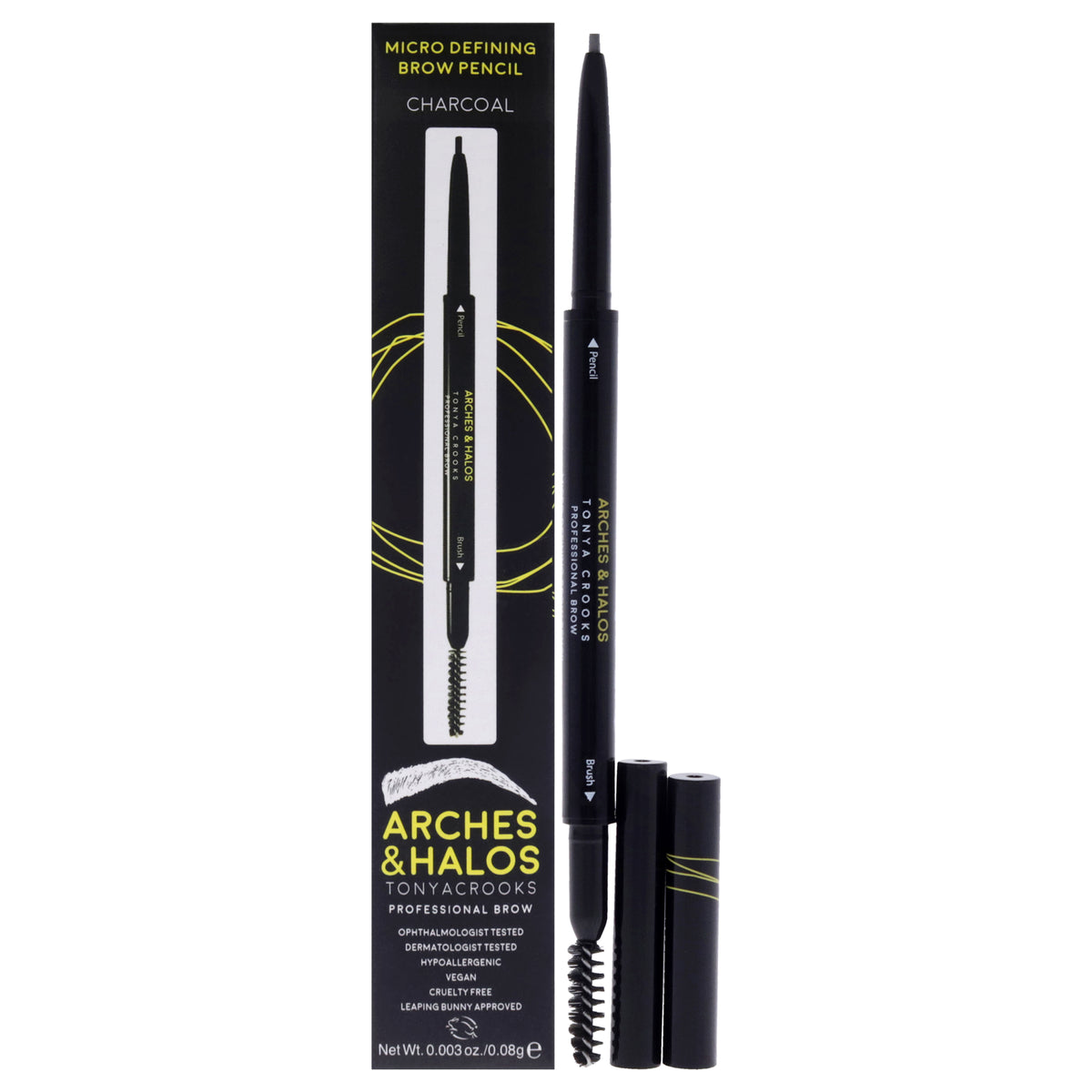 Micro Defining Brow Pencil - Charcoal by Arches and Halos for Women - 0.003 oz Eyebrow Pencil