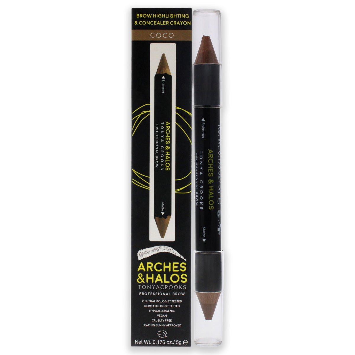 Brow Highlighter and Concealer Crayon - Coco by Arches and Halos for Women - 0.176 oz Highlighter