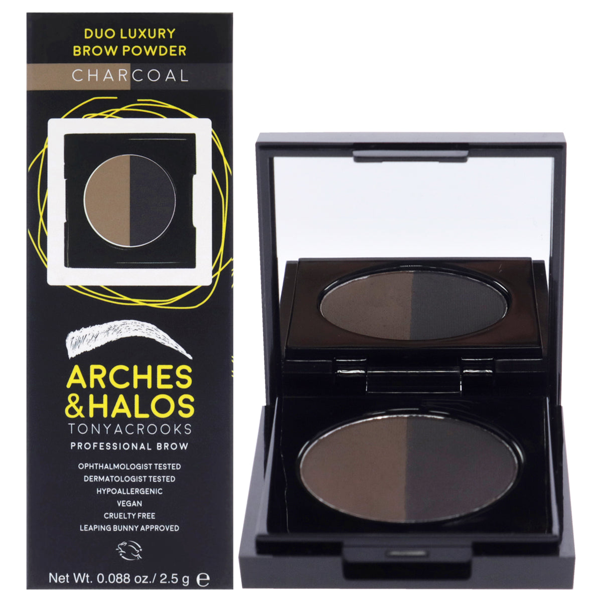 Duo Luxury Brow Powder - Charcoal by Arches and Halos for Women - 0.088 oz Eyebrow